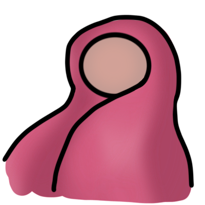 a simple depiction of a person with beige skin wearing a pink chador.